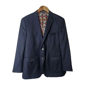 Indochino Blazer Mens 40R Navy Newbury Skull Lining Wool Jacket Timeless Classic